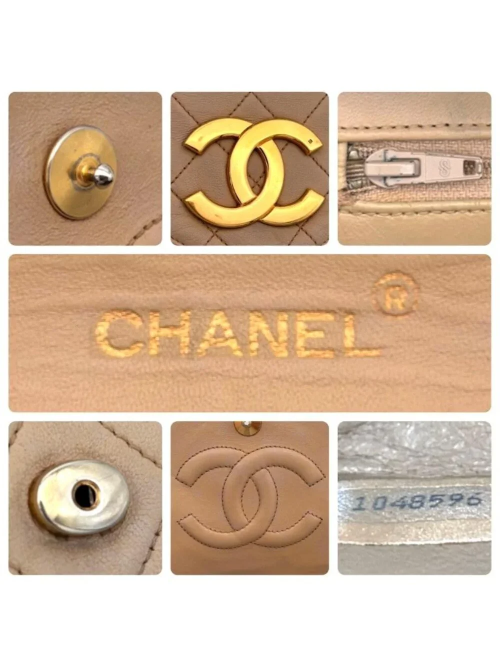Chanel Quilted Jumbo CC Logo Flap Chain Shoulder Bag Beige
